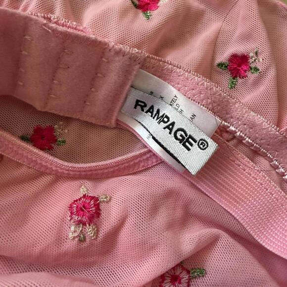 Vintage Y2K Rampage Babydoll Top Aurora Rose Mesh Lingerie Pink Women's Size 1X - Picture 4 of 5